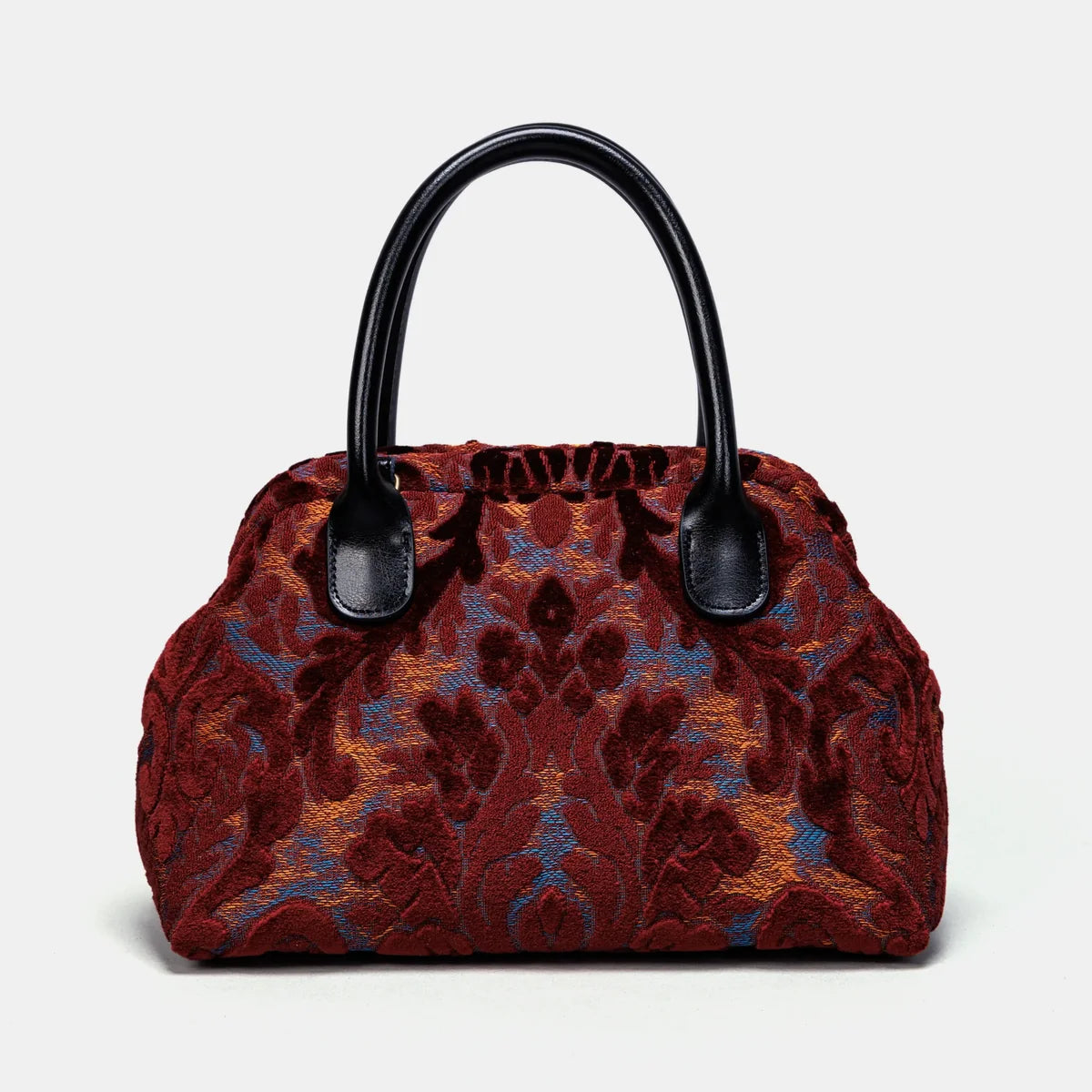 Burnout Velvet Wine Carpet Satchel