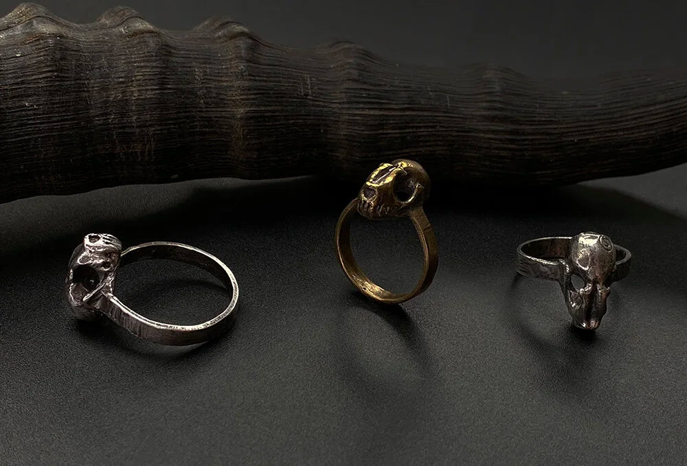 Bat Skull Ring in Brass & Silver by Miyu Decay