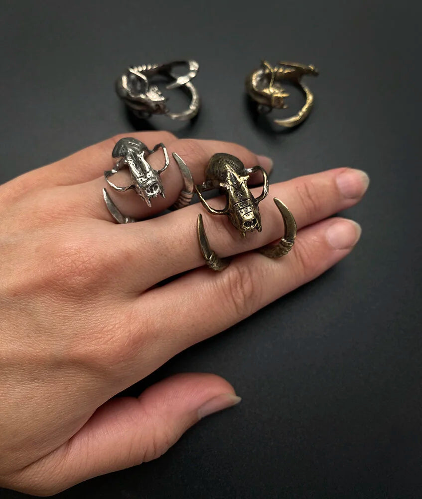 Death Grip with Talons Ring in Brass