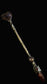 A decorative wand or staff with a heart-shaped crystal top, a textured silver-toned handle, and a pointed crystal end, displayed diagonally on a dark background.