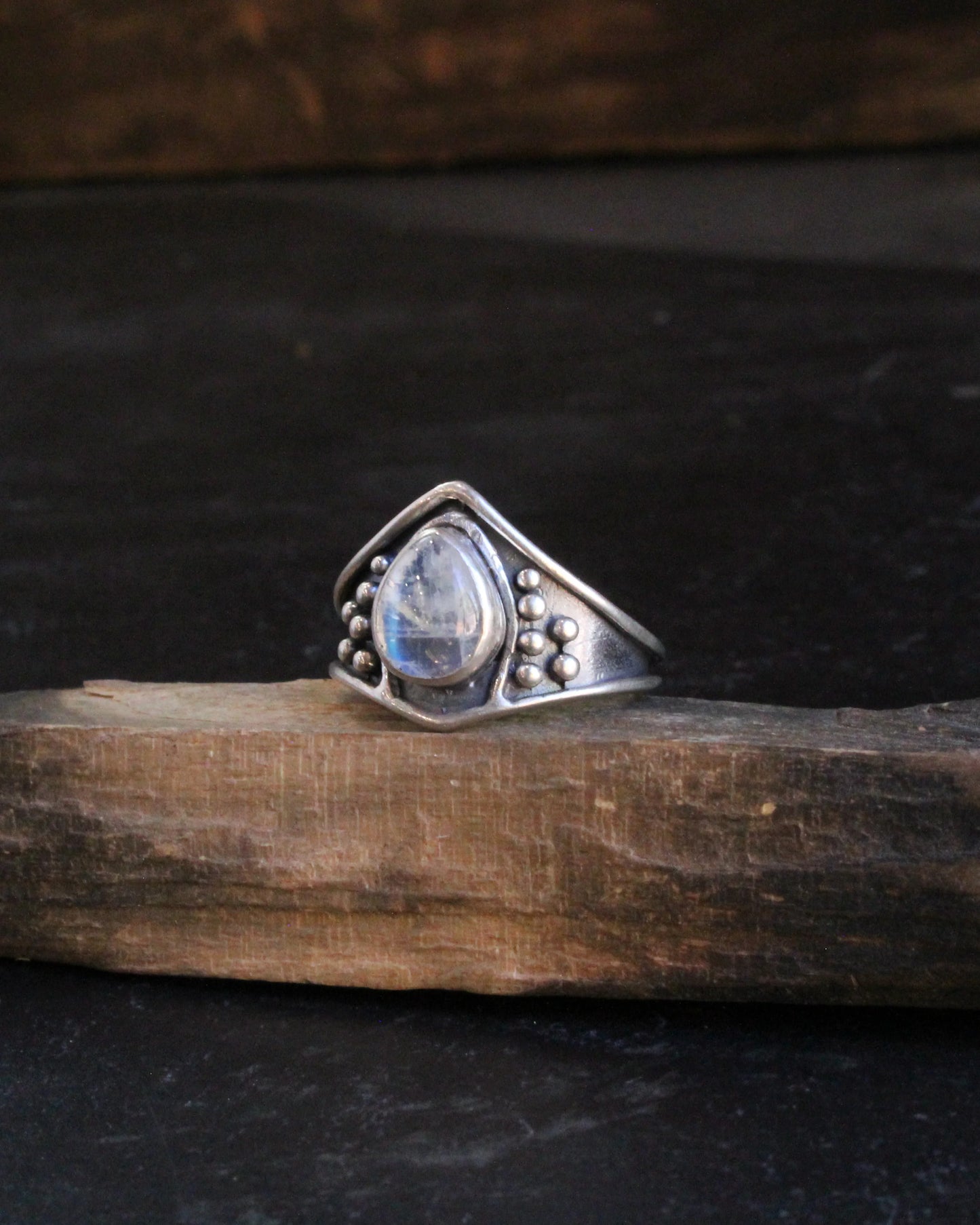 Vela Ring // Rainbow Moonstone by Acid Queen