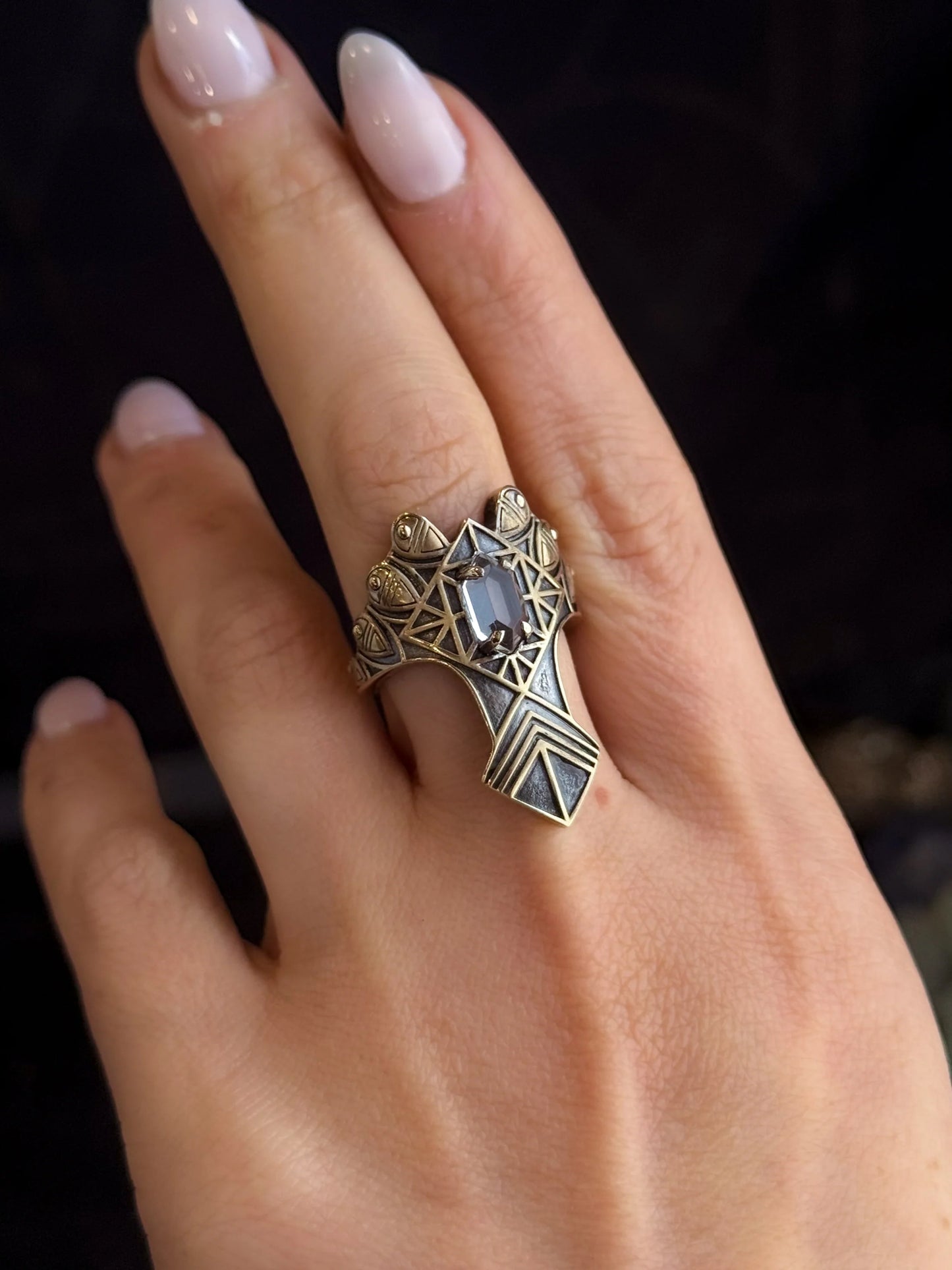 Armored Stargate Ring- Quartz & Brass