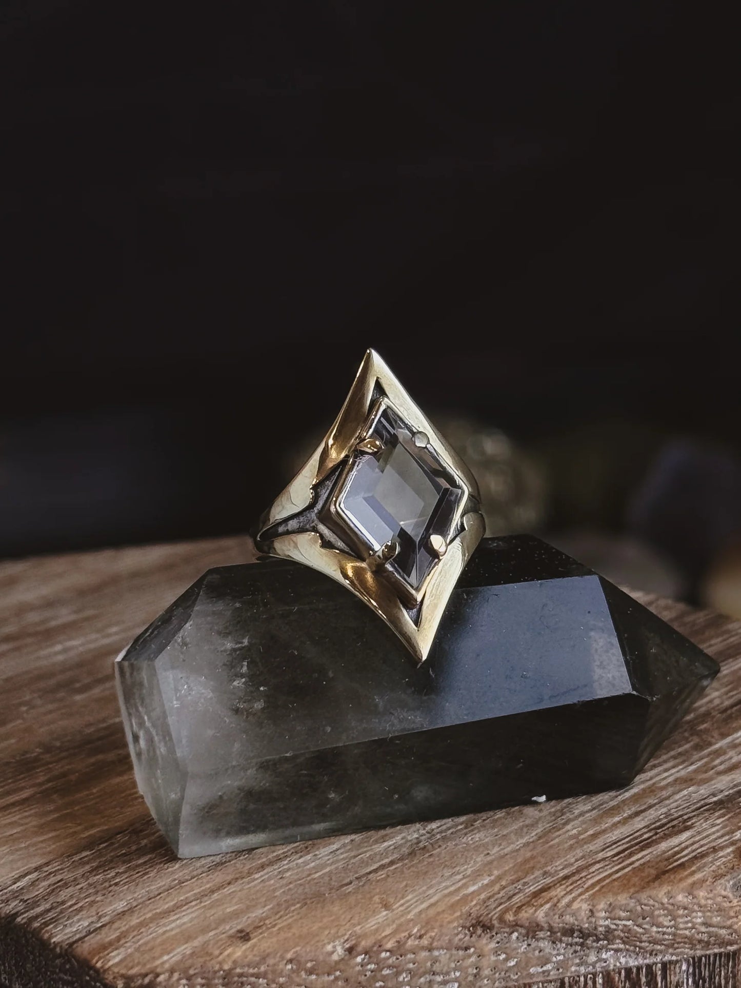 Cavern Ring | Faceted Clear Quartz & Brass