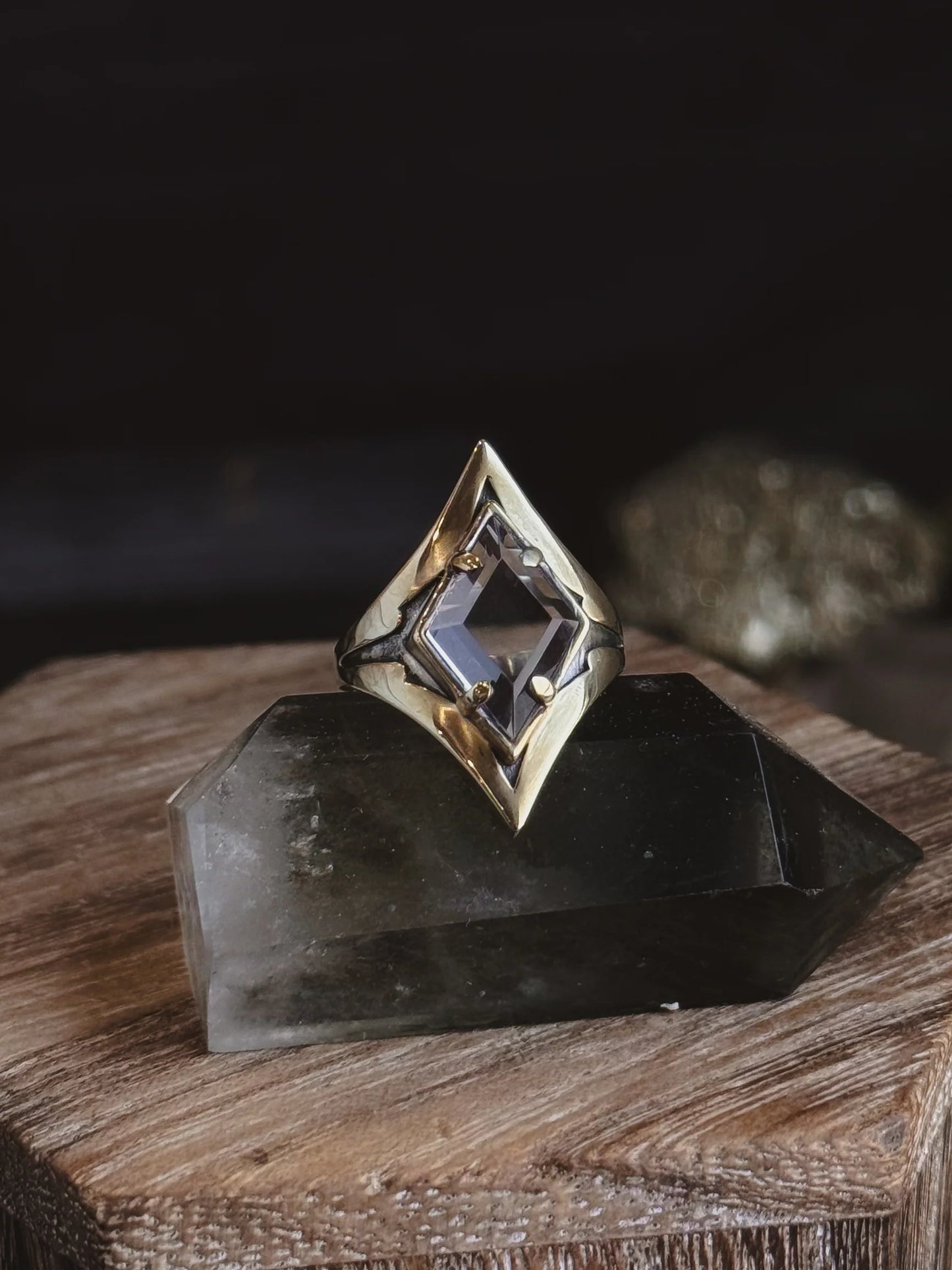 Cavern Ring | Faceted Clear Quartz & Brass