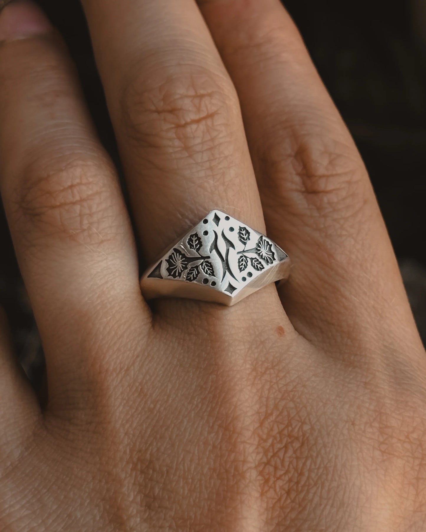 Datura Plant Magick Signet Ring