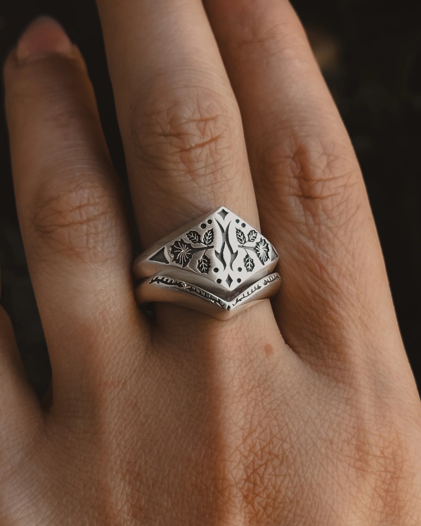 Datura Plant Magick Signet Ring