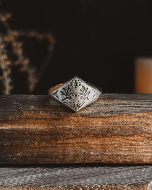 Mugwort Plant Magick Signet Ring