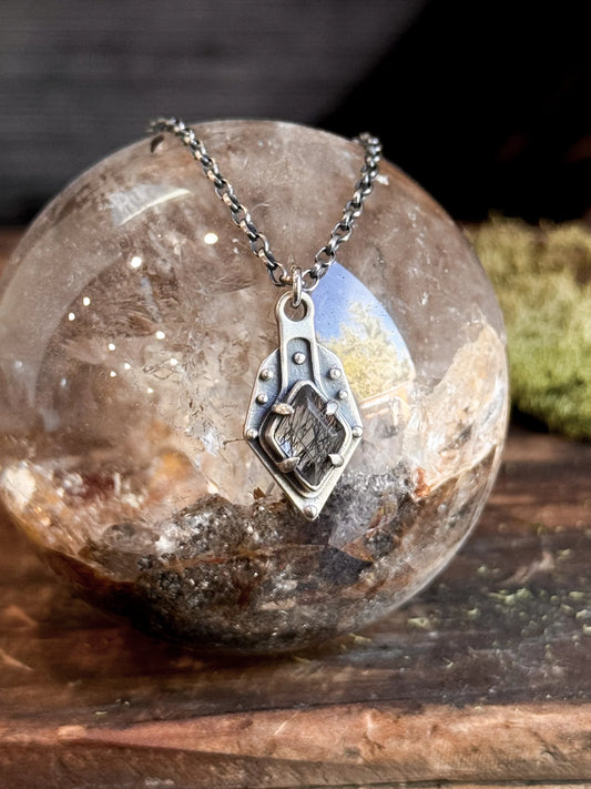 The Maiden Necklace Diamond Cut - Tourmalated Quartz