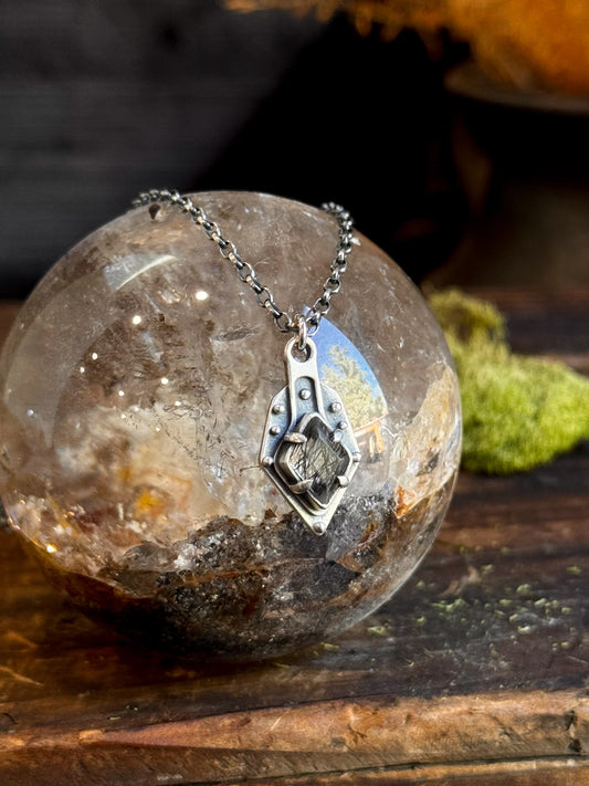 The Maiden Necklace Diamond Cut - Tourmalated Quartz