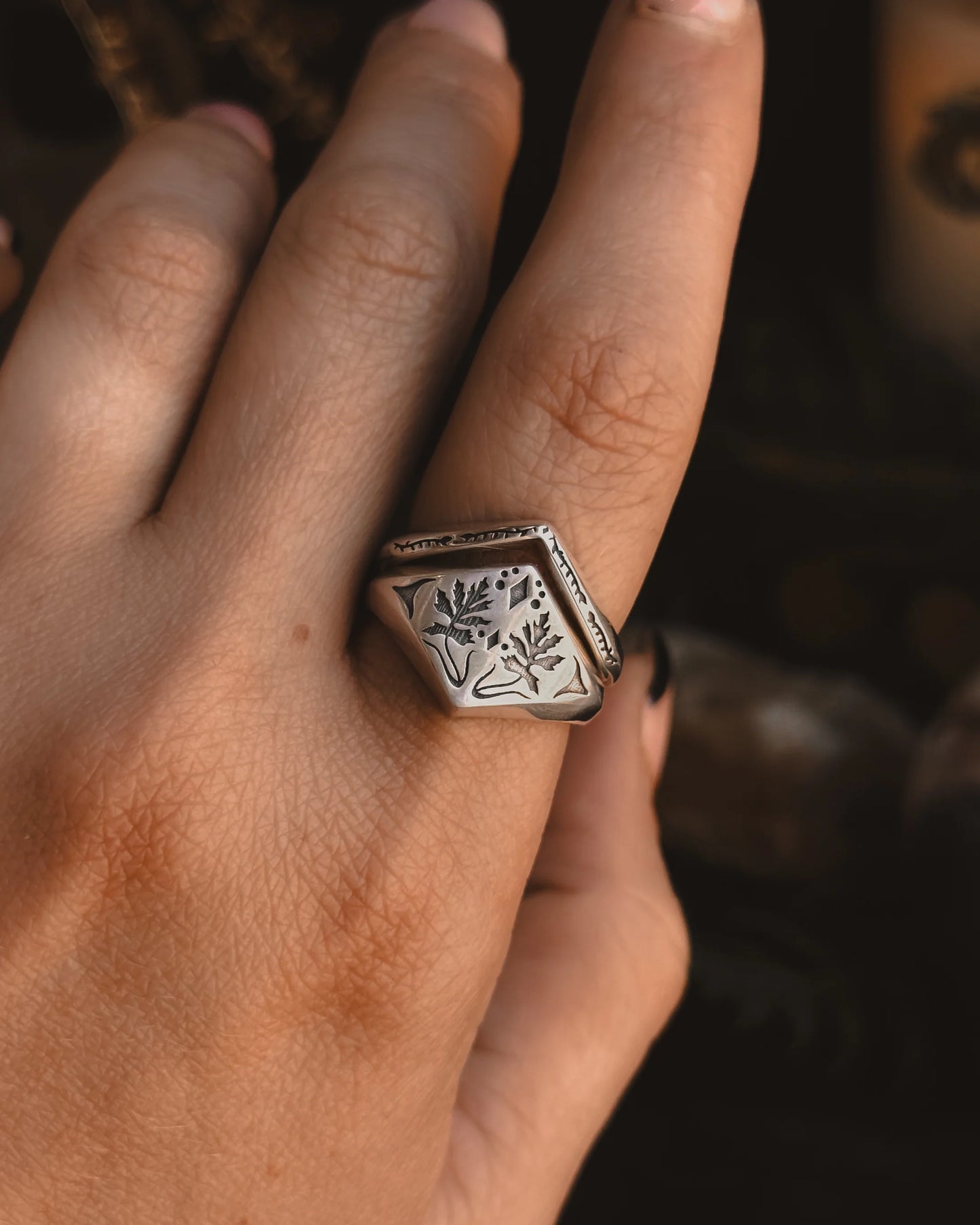 Mugwort Plant Magick Signet Ring