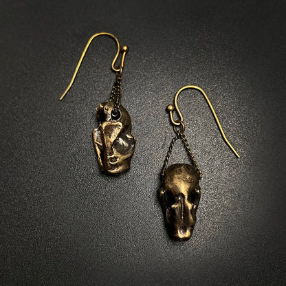 Bat Skull Earrings by Miyu Decay (Brass & Pewter)