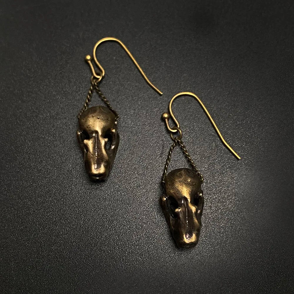 Bat Skull Earrings by Miyu Decay (Brass & Pewter)