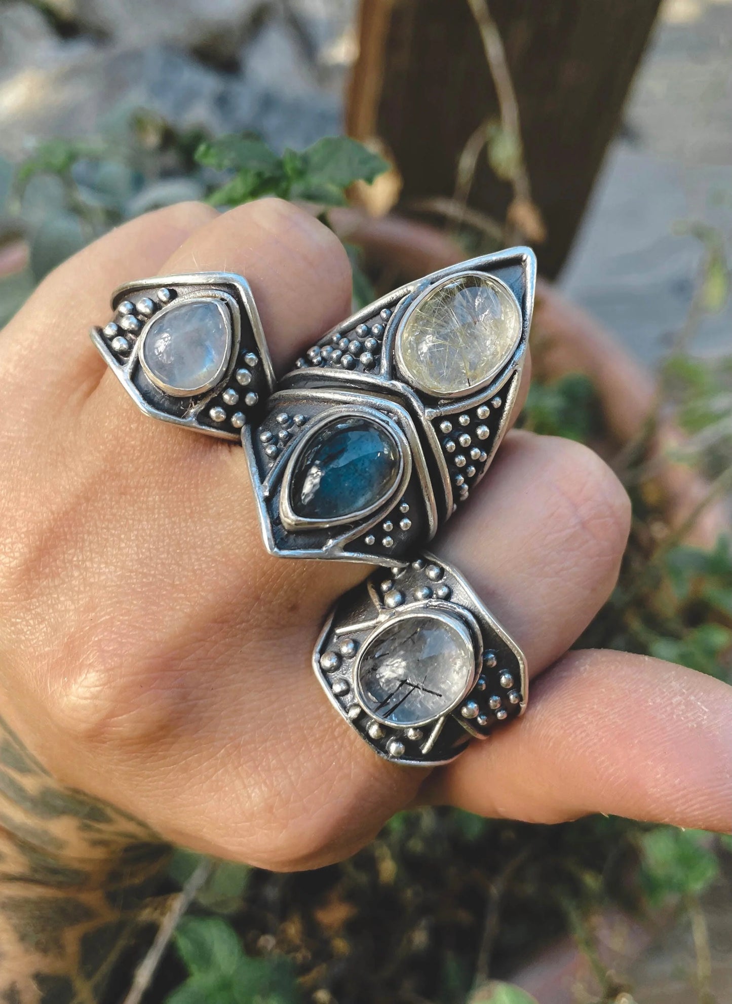 Vela Ring // Rainbow Moonstone by Acid Queen