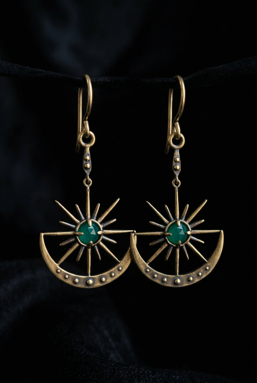 Asteria Earrings Emerald | Brass