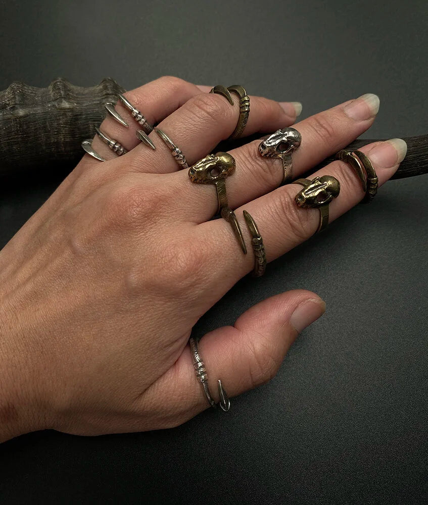 Bat Skull Ring in Brass & Silver by Miyu Decay