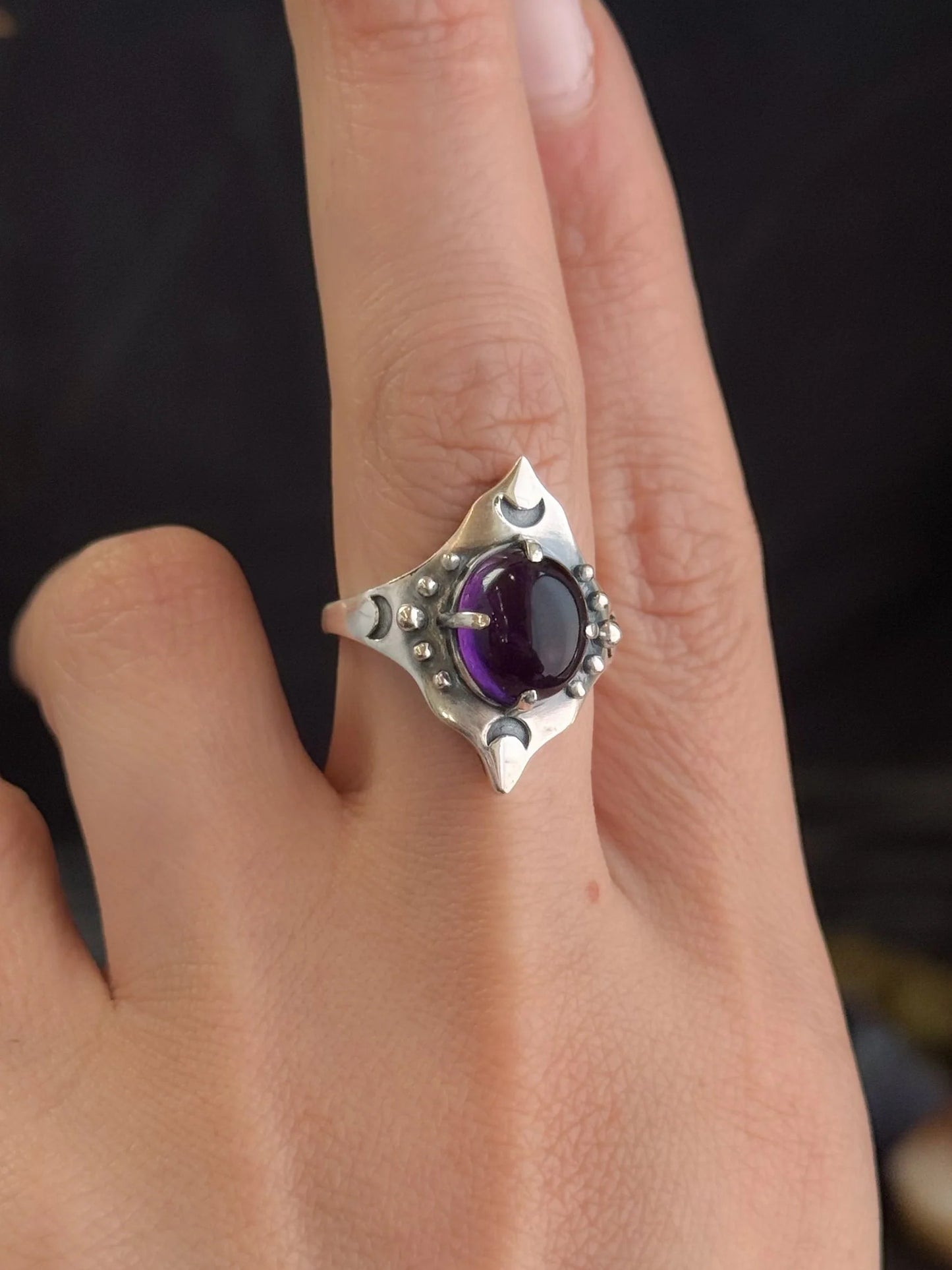 Hecate Ring | Sterling Silver + Amethyst