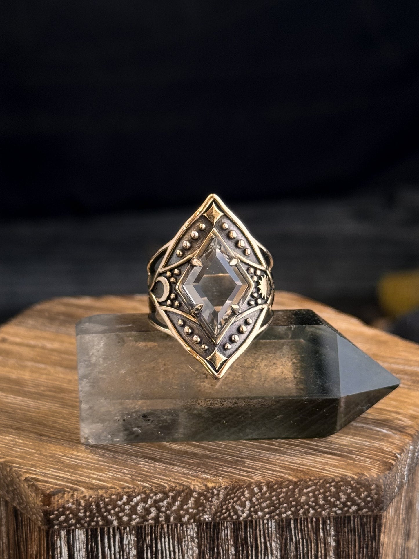 Brass Nuit Ring Quartz by Acid Queen