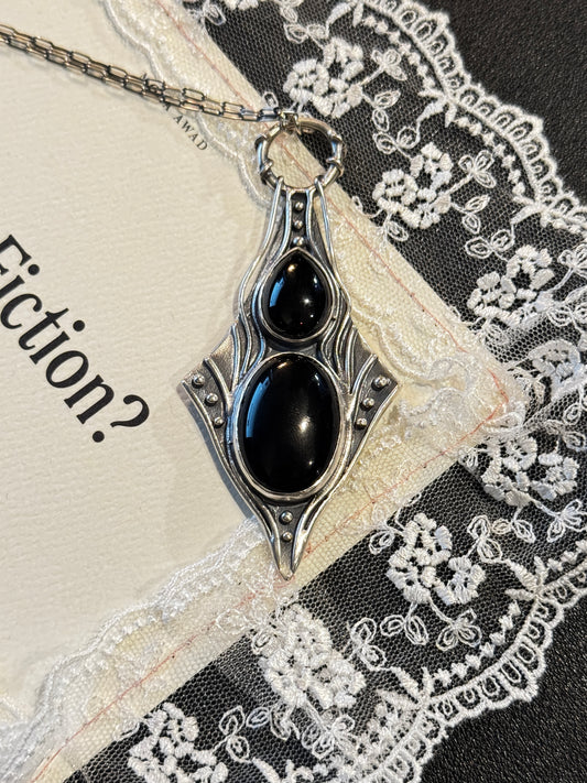 Nimue Necklace OOAK Black Spinel and Onyx