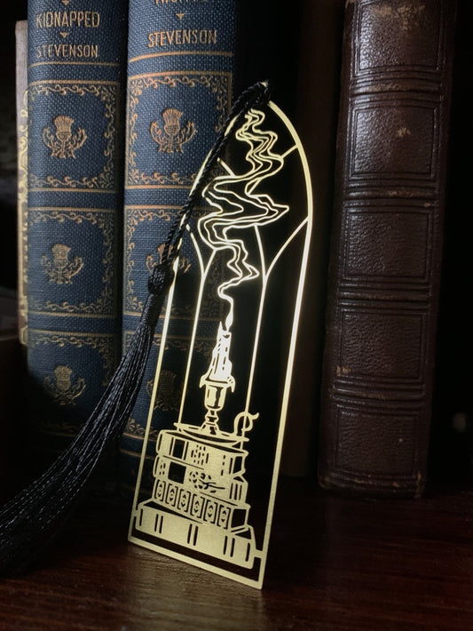 Reading By Candle Light -  Dark Academia - Brass Bookmark