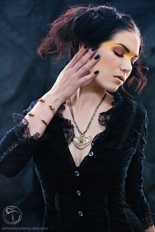 Brass Bat Skull Bracelet by Miyu Decay