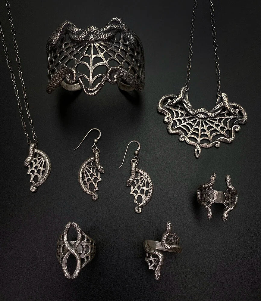 Medusa’s Lace Serpent Rings in Sterling Silver