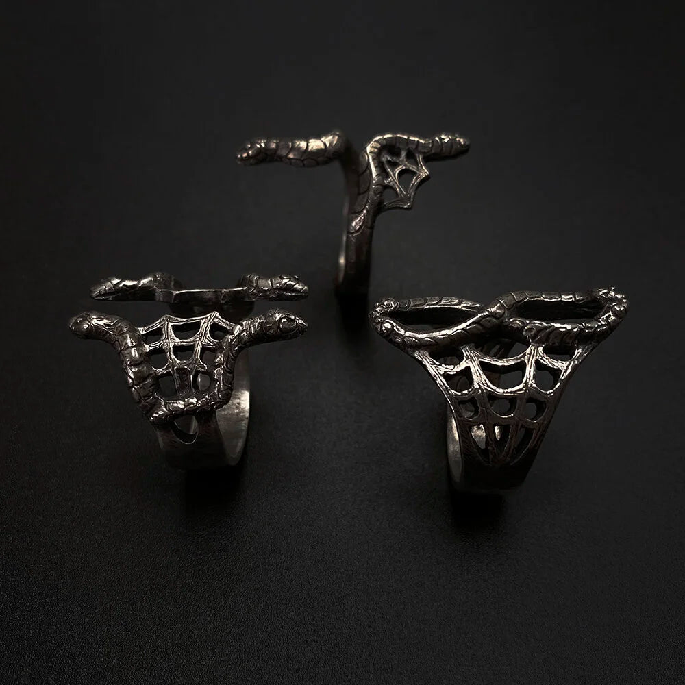 Medusa’s Lace Serpent Rings in Sterling Silver