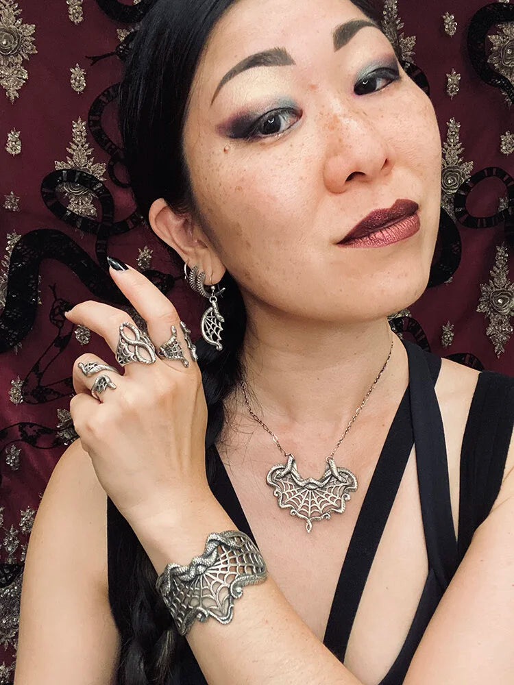 Medusa’s Lace Serpent Rings in Sterling Silver