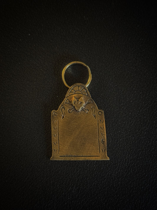 Memento Mori Tombstone Pet Tags in Brass by Miyu Decay