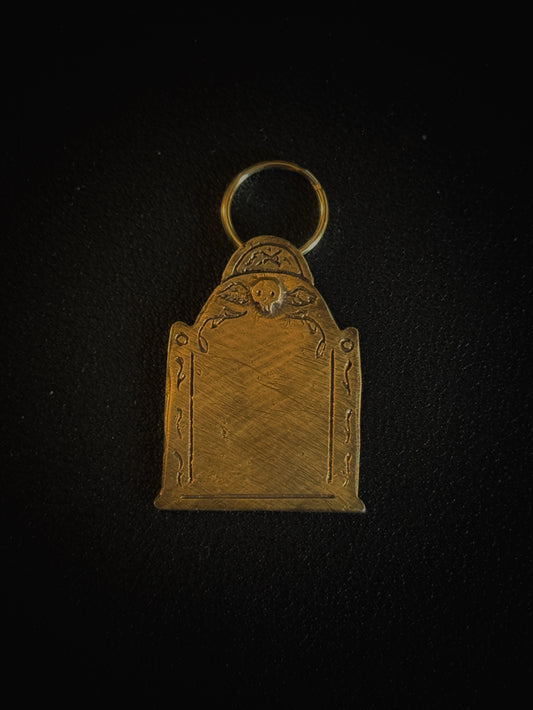 Memento Mori Tombstone Pet Tags in Brass by Miyu Decay