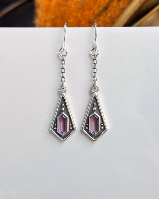 Maiden Dangle Sterling Silver Amethyst Earrings by Acid Queen