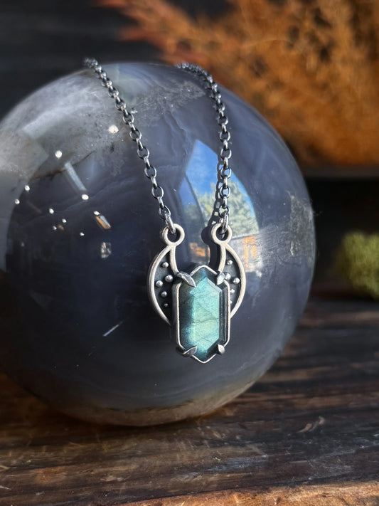 Maiden Moon Labradorite and Sterling Silver Necklace by Acid Queen