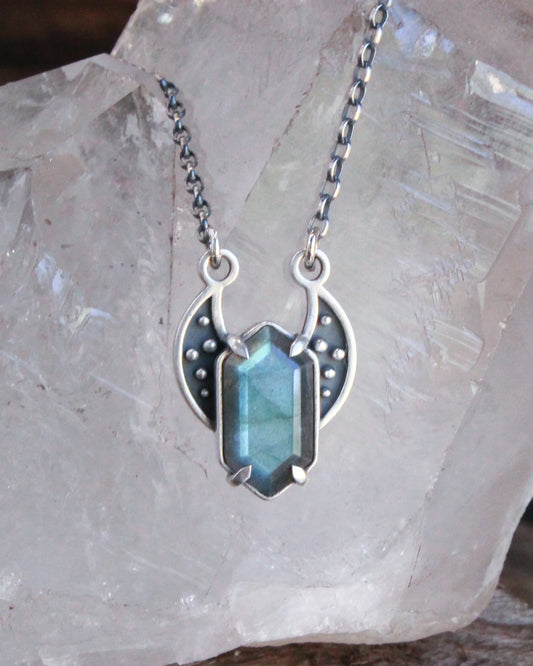 Maiden Moon Labradorite and Sterling Silver Necklace by Acid Queen