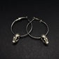 Pewter Bat Skull Hoop Earrings