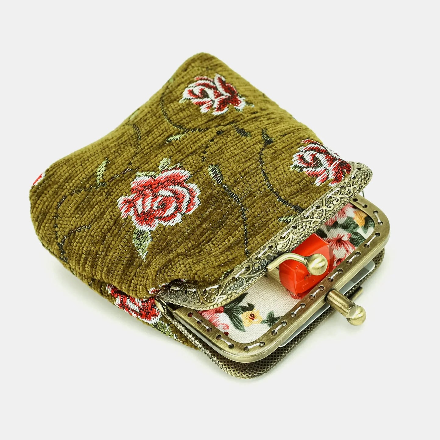 Rose Series Avocado Double Kiss Clasp Coin Purse