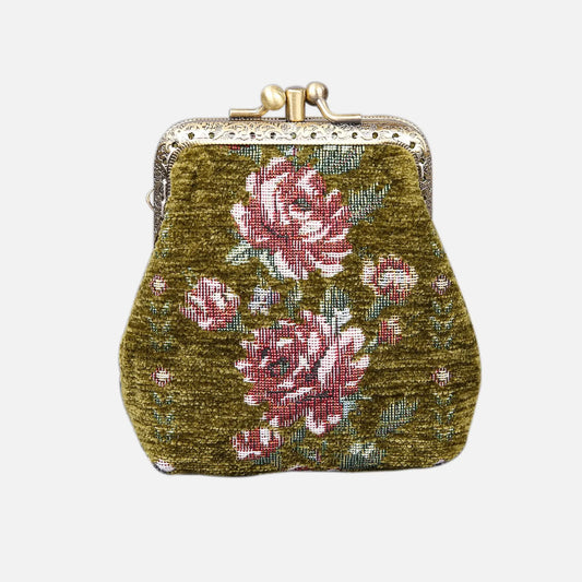 Rose Series Avocado Double Kiss Clasp Coin Purse