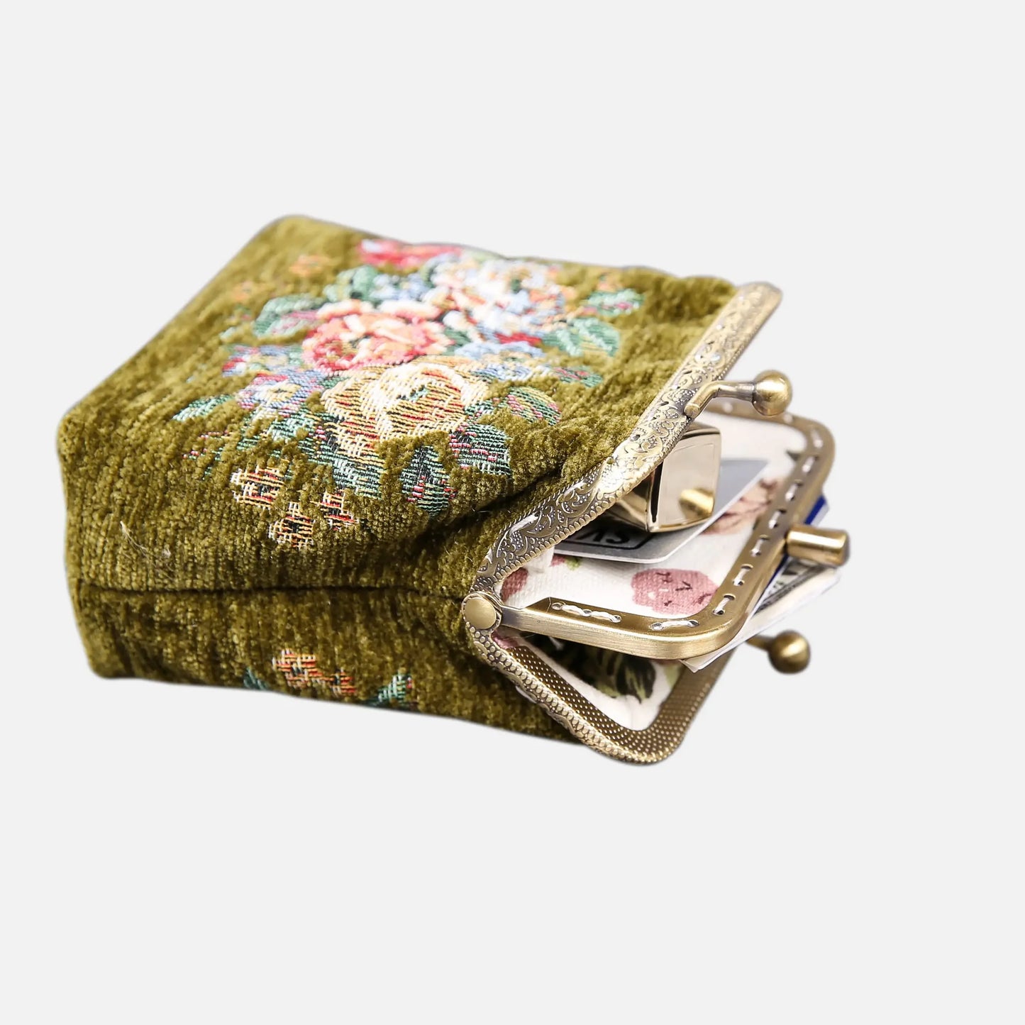 Rose Series Avocado Double Kiss Clasp Coin Purse