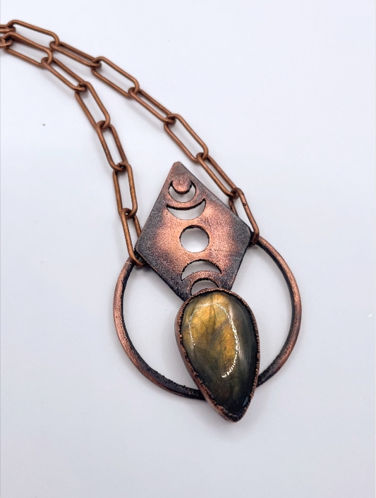 Moon Phase and Labradorite Necklace by Inex Jewelry