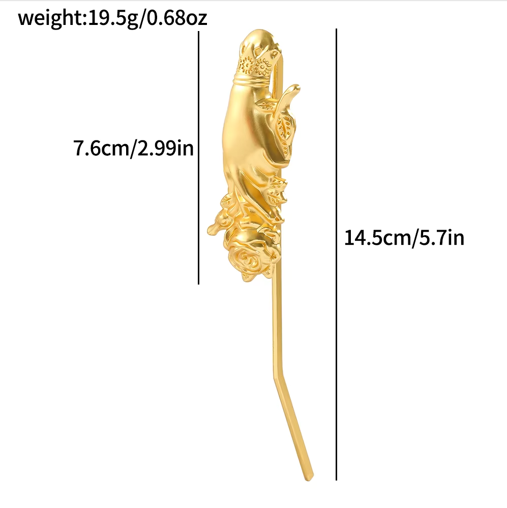 Gold Victorian Hand Holding Rose Bookmark