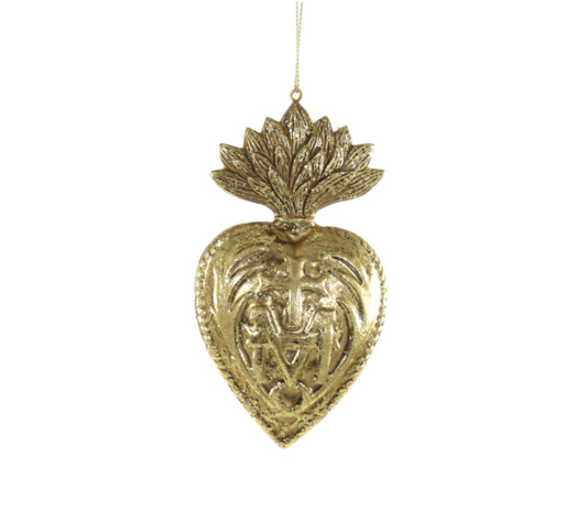 Gold Sacred Heart Ex Voto Ornament