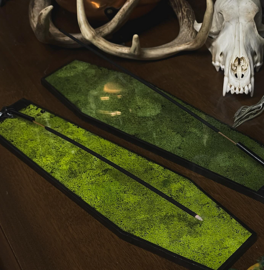 Glass Moss Coffin Incense Holder