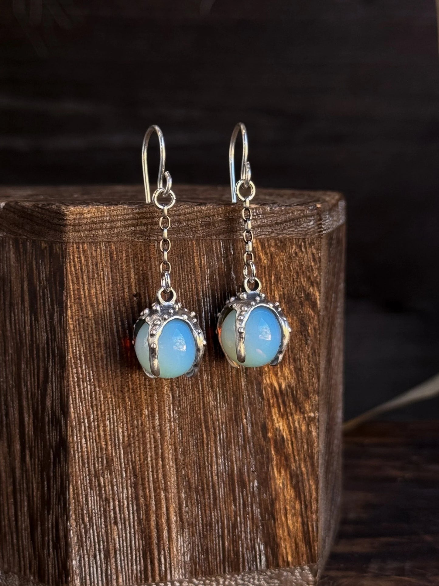 Sorceress Crystal Ball Earrings - Opalite and Sterling Silver - by Acid Queen