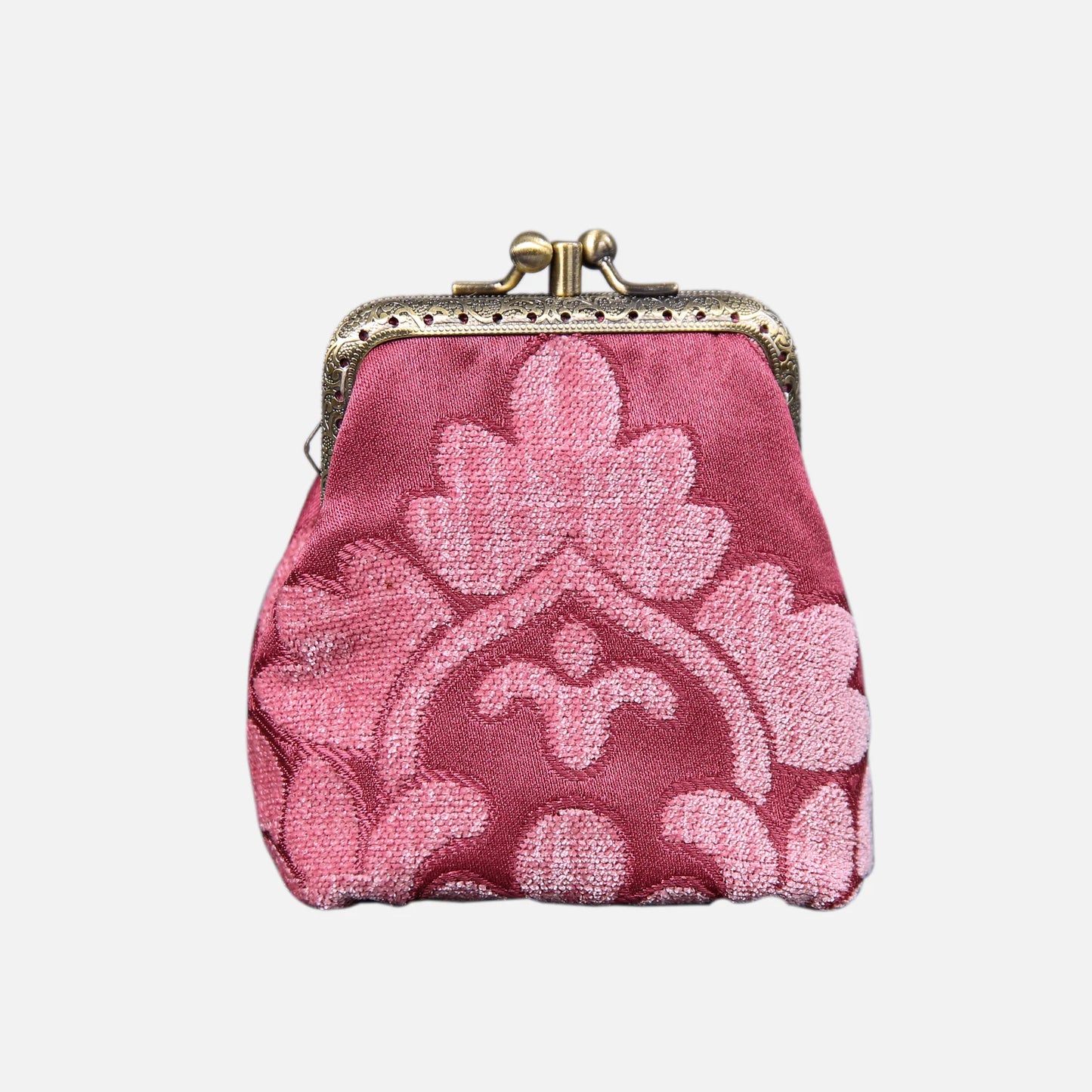 Queen Rose Pink Double Kiss Clasp Coin Purse