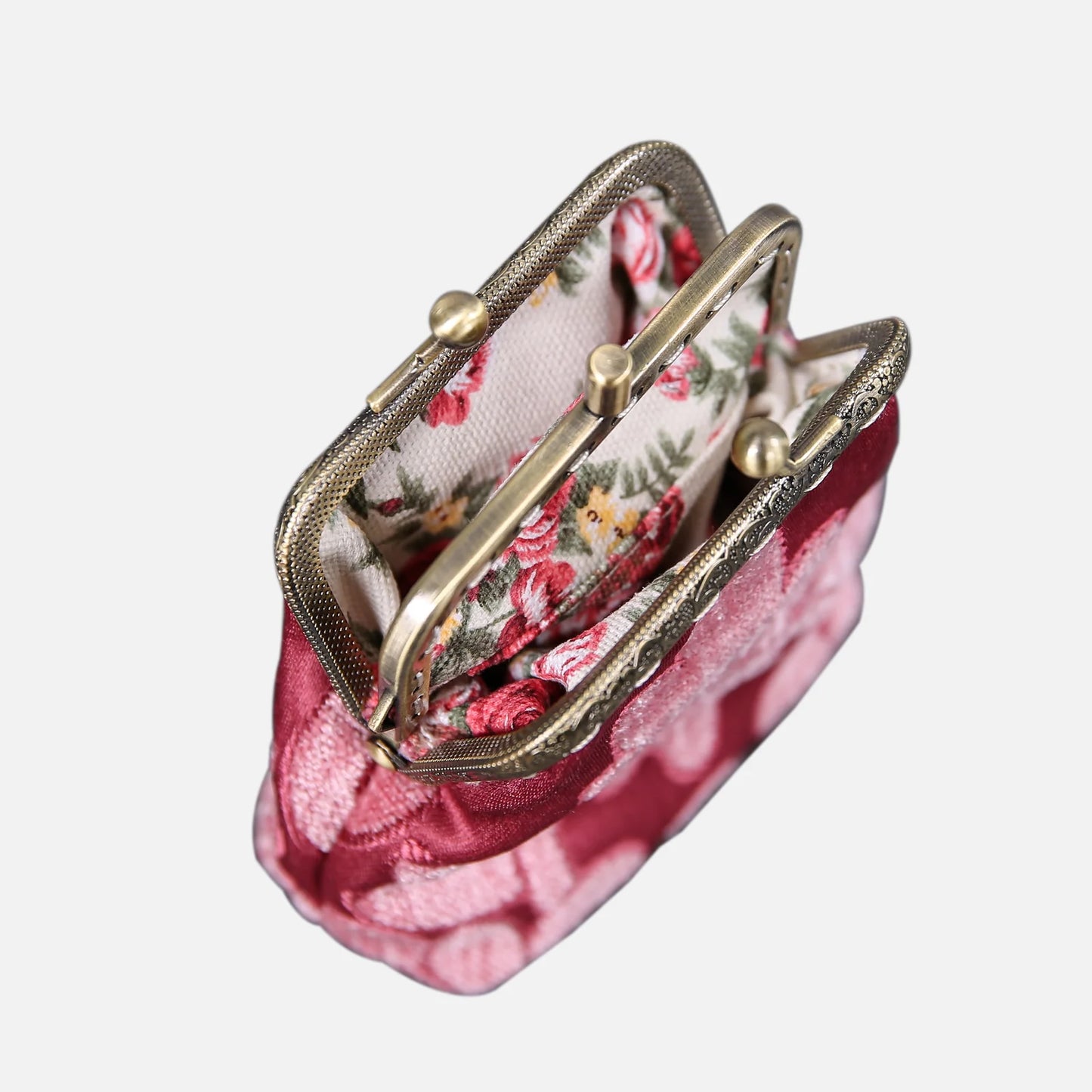 Queen Rose Pink Double Kiss Clasp Coin Purse
