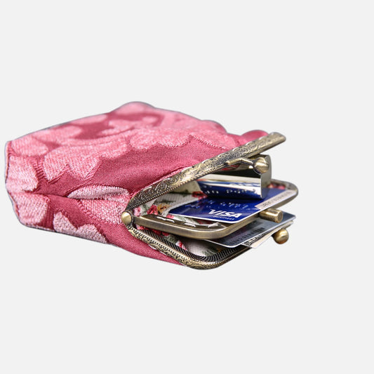 Queen Rose Pink Double Kiss Clasp Coin Purse