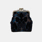 Burnout Velvet Black Double Kiss Clasp Coin Purse