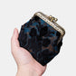 Burnout Velvet Black Double Kiss Clasp Coin Purse
