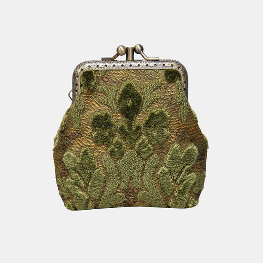 Burnout Velvet Fern Green Double Kiss Clasp Coin Purse
