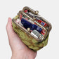 Burnout Velvet Fern Green Double Kiss Clasp Coin Purse