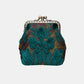 Burnout Velvet Jade Green Double Kiss Clasp Coin Purse