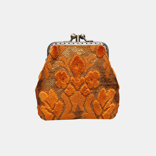 Burnout Velvet Orange Double Kiss Clasp Coin Purse